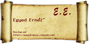 Egyed Ernő névjegykártya